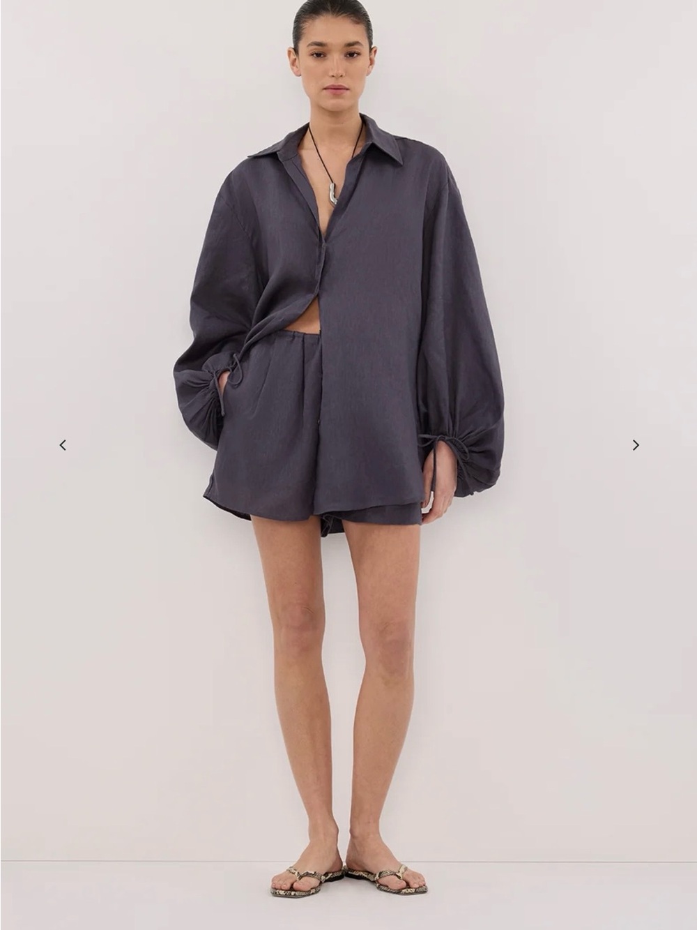 NWT DISSH Carla Washed Indigo Long Sleeve Linen Shirt US 4